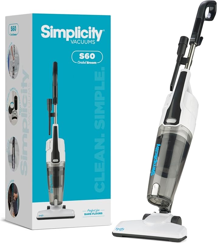 Simplicity S60 Corded Stick Vacuum Cleaner - Bagless, Two Speeds, HEPA
