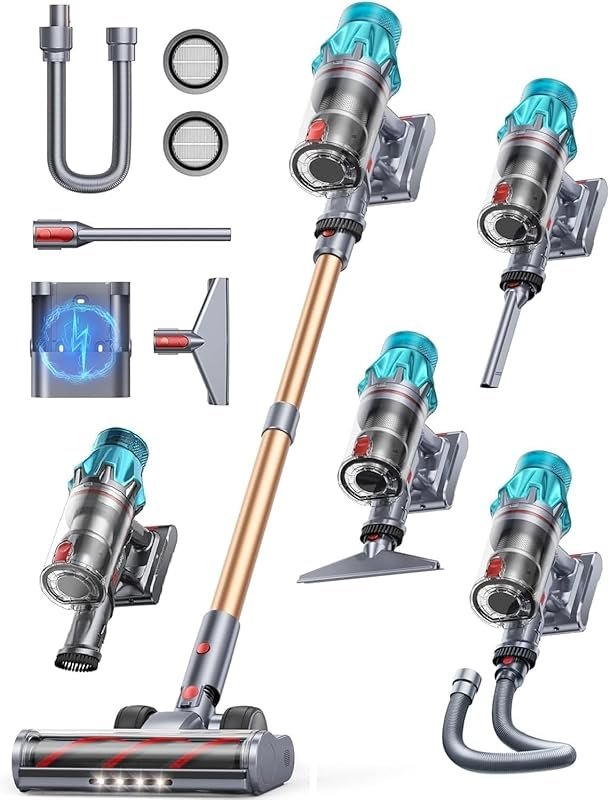 650W/55Kpa Cordless Stick Vacuum, 70 Mins Runtime, Charging Dock, Self
