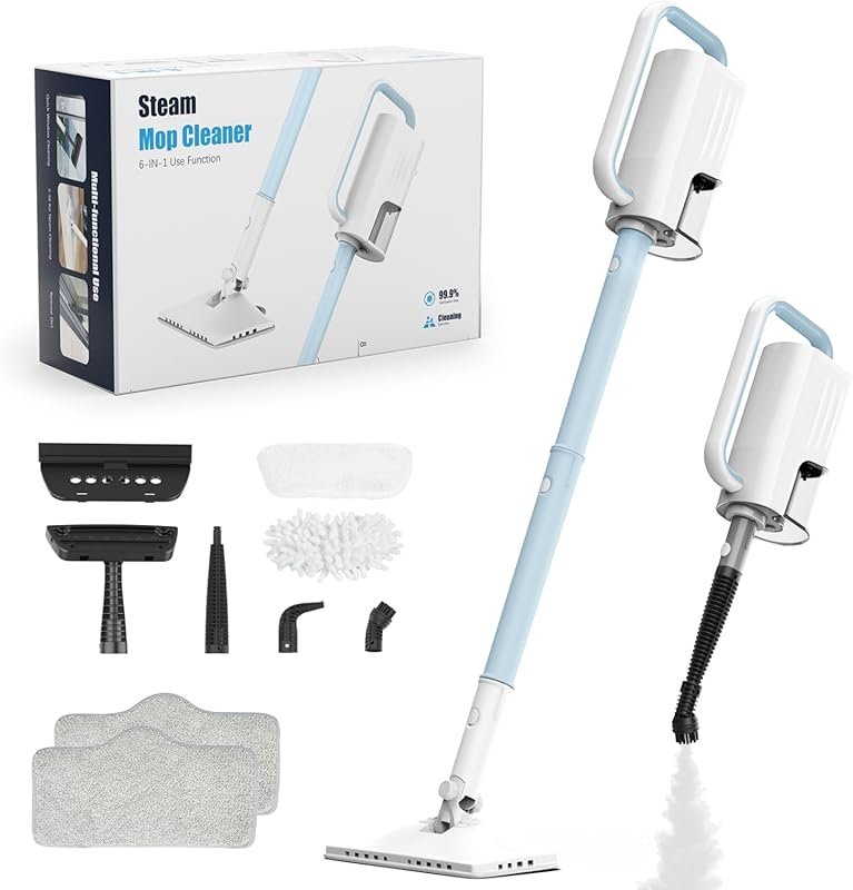 6-in-1 Rotated Steam Mop with Dual Modes, Microfiber Pads, 400ML Tank,