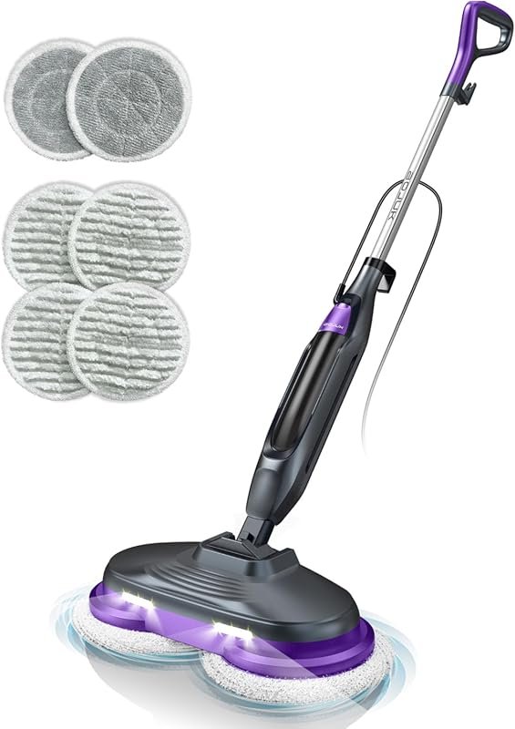 Scrubbing Steam Mop: rotating pads, 4 cleaning modes, LED headlights, 