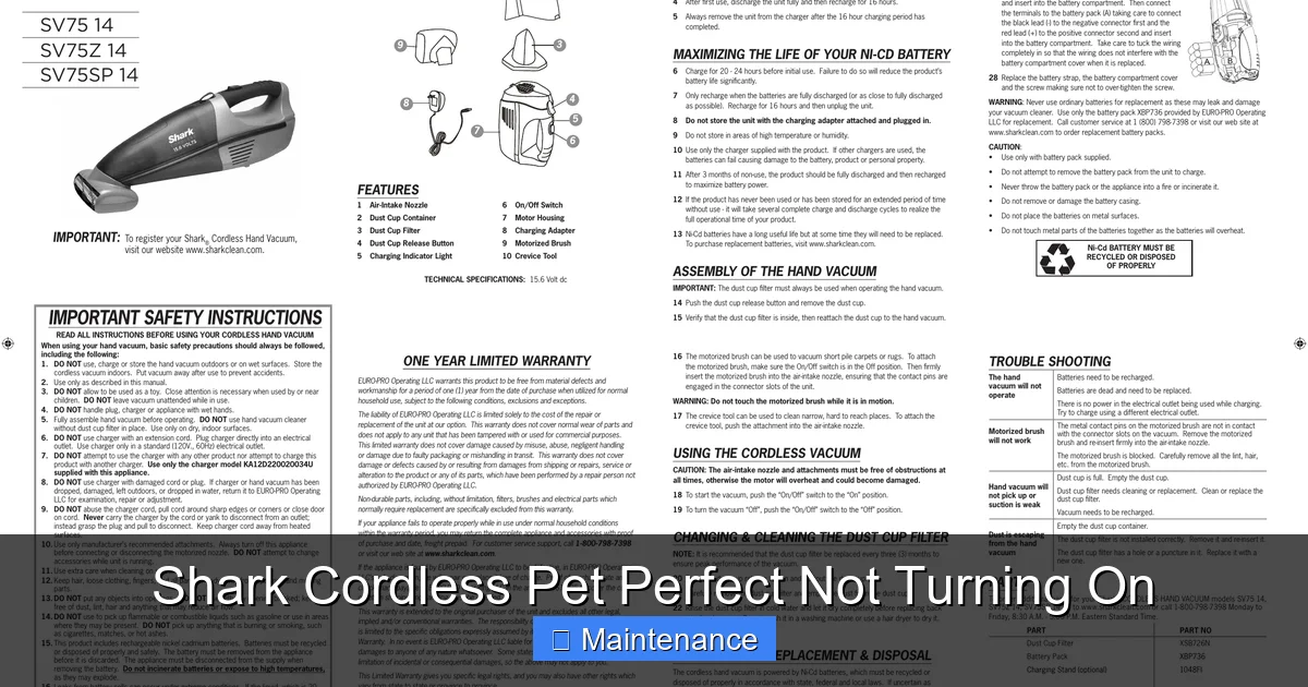 Shark Cordless Pet Perfect Not Turning On