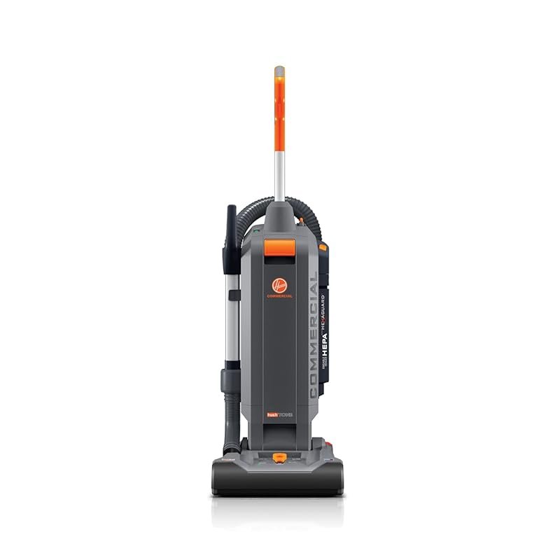 Hoover CH54113 Commercial HushTone Upright Vacuum: 13-Inch 2-Speed with IntelliBelt, Quiet HEPA Filtered, 40-Foot Cord, Gray/Orange