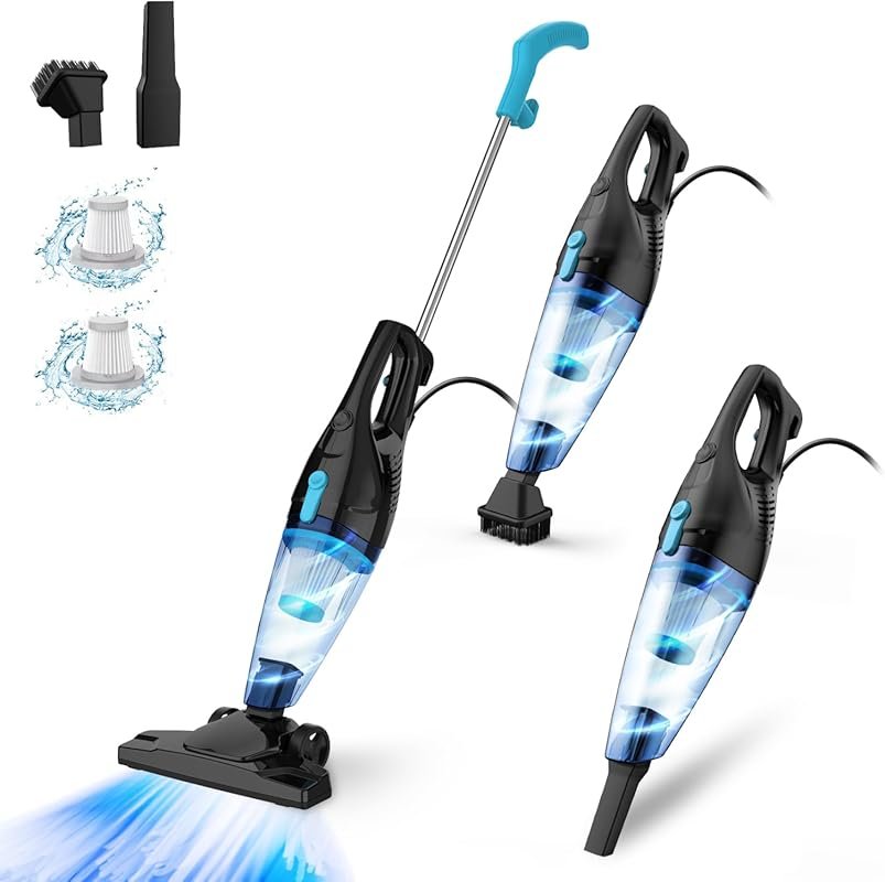 Corded 4-in-1 Stick Vacuum: 15KPa Suction with HEPA Filter, Converts t