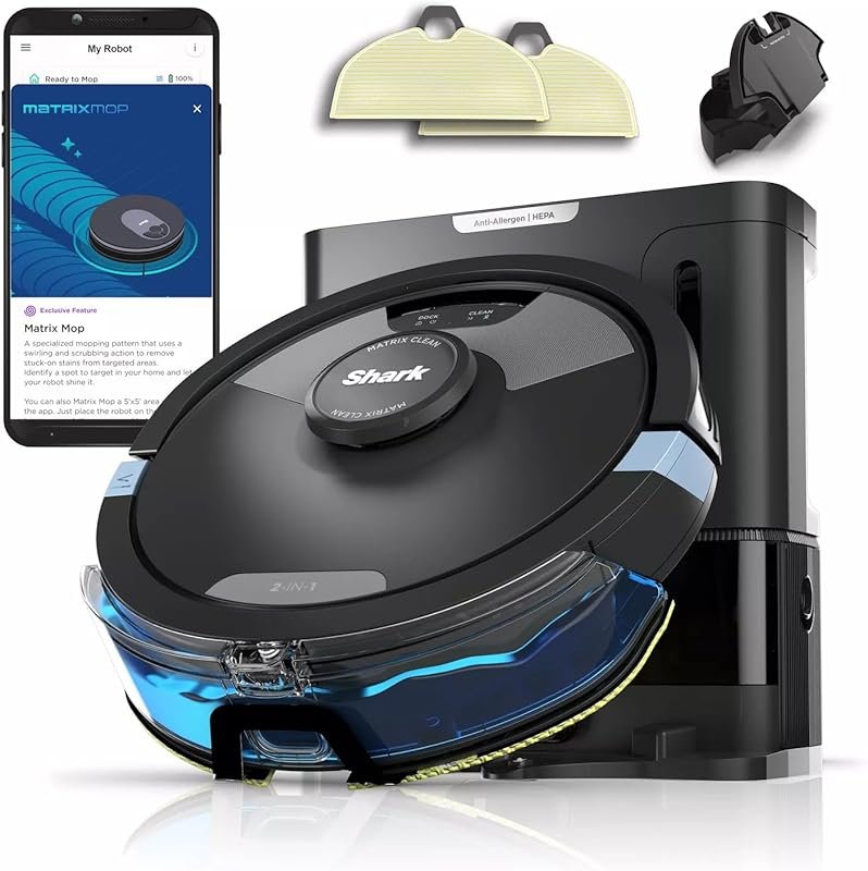 Shark RV2610WA 2in1 Robot Vacuum & Mop Renewed: Sonic Mopping, Matrix 