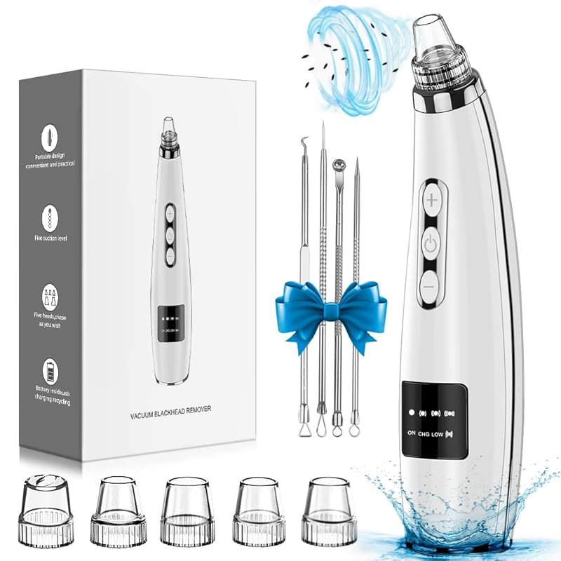 Upgraded Blackhead Remover Pore Vacuum: USB Rechargeable with 5 Suctio