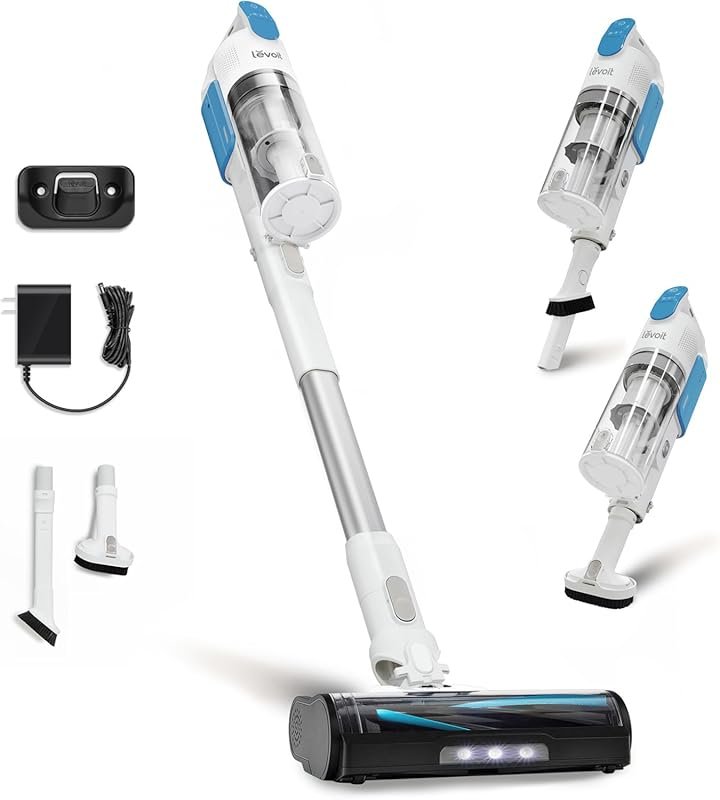 LEVOIT cordless stick vacuum: anti-tangle, LED headlights, removable b