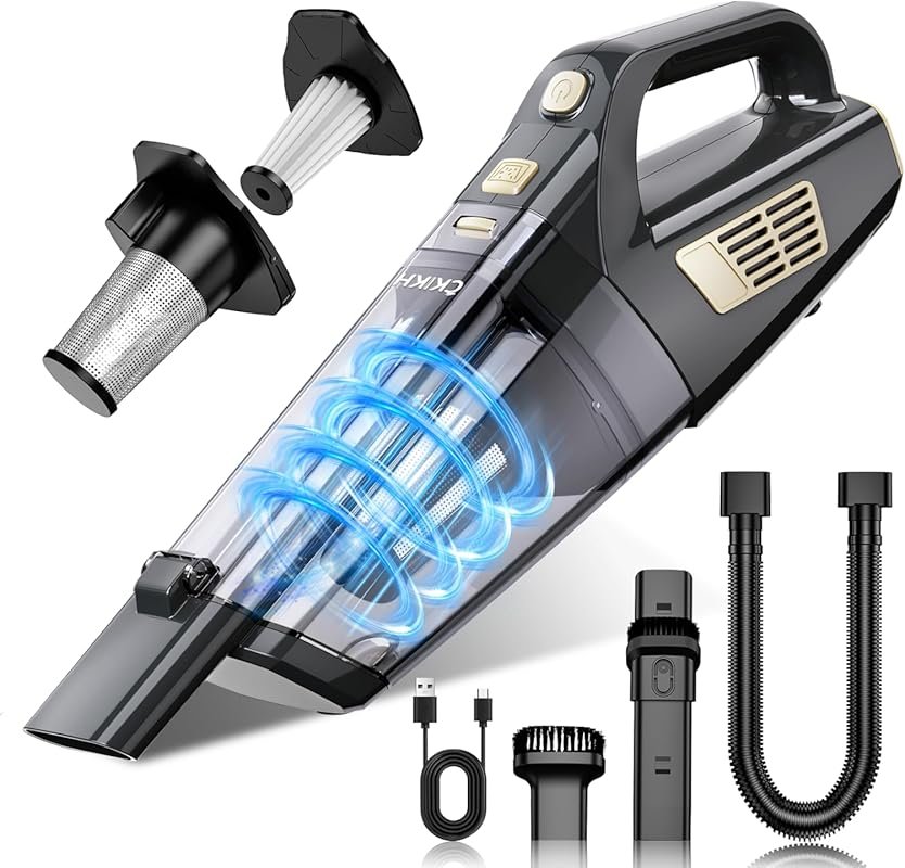 Handheld Cordless Vacuum with 15000PA Strong Suction, Multi-Nozzles, W