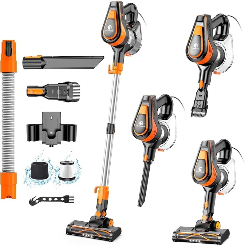 23Ft 600W Corded Stick Vacuum: Self-Standing, 20Kpa Suction, 2 Speeds,