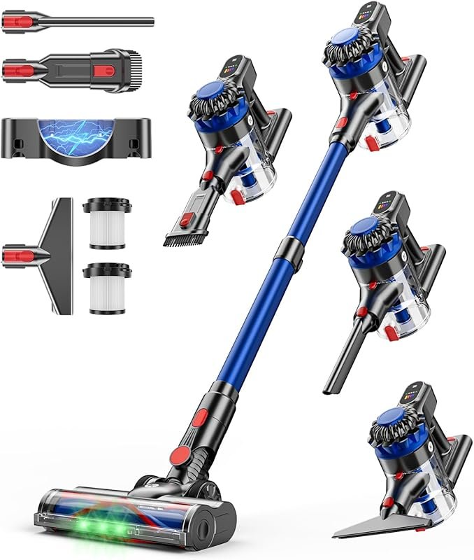 Cordless Stick Vacuum: powerful suction, 45Min runtime, 1.5L dust cup,