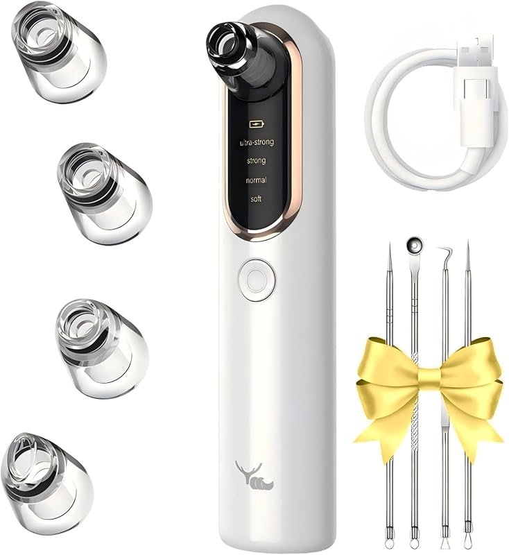Yccu Blackhead Remover Vacuum: USB Chargeable with 4 Modes and 5 Sucti