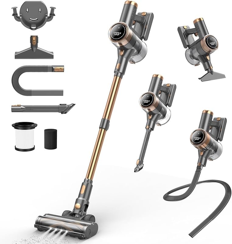 10-in-1 Cordless Stick Vacuum with 45min Runtime, LED Touch Screen, Re