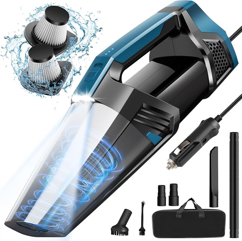 Portable Car Vacuum Cleaner with 16.4ft Cord, Storage Bag, LED Light, 