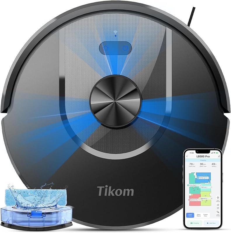 Tikom Robot Vacuum and Mop: 6000Pa Suction, Smart Mapping, 150 Min Bat