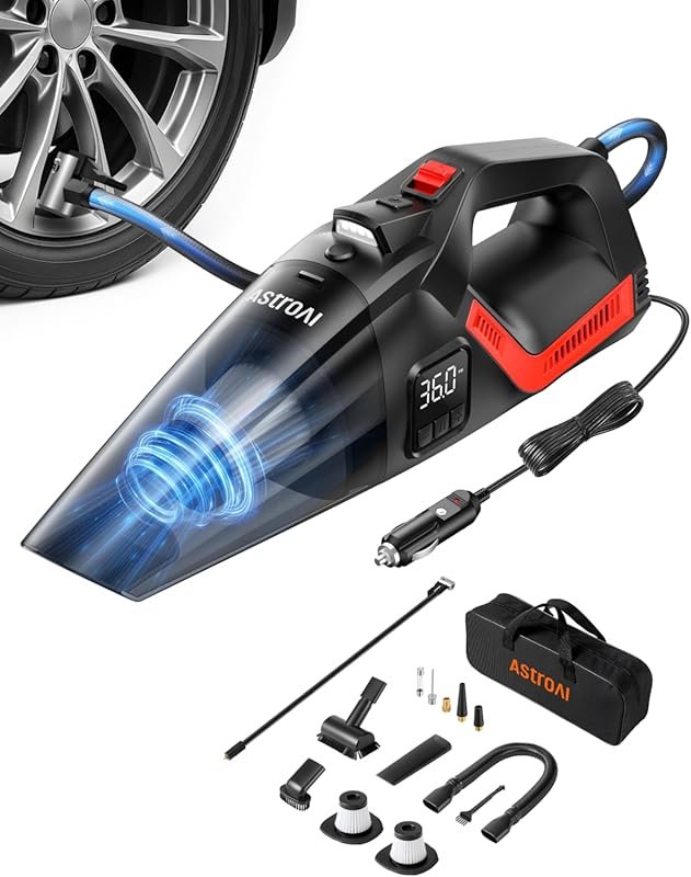 AstroAI 4-in-1 Portable Car Vacuum and Tire Inflator with 150 PSI Digi