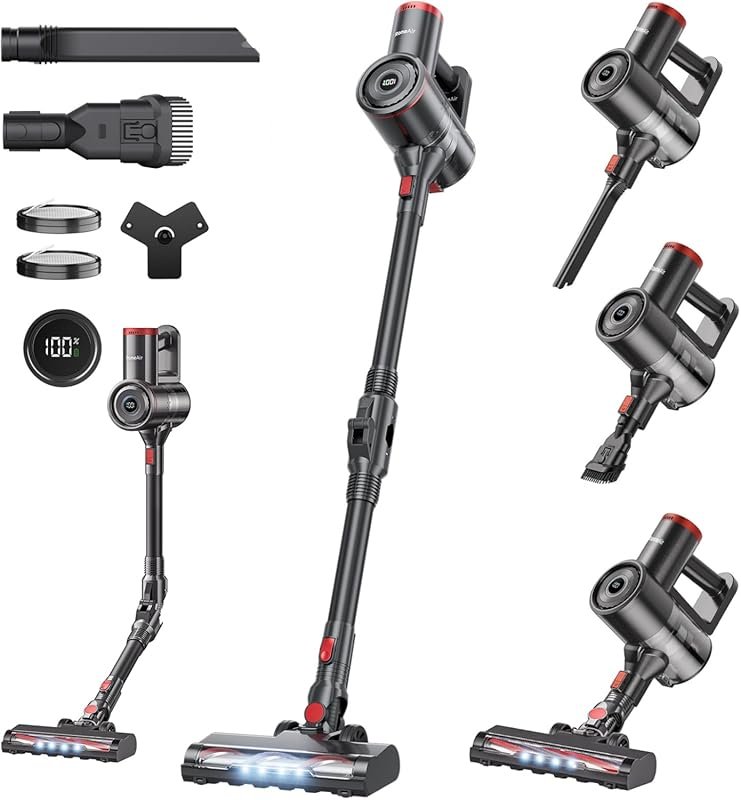 Cordless stick vacuum: 40Kpa, 45-min, self-standing, under-furniture r
