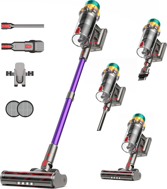 Cordless Stick Vacuum: 55KPA Suction, 65 Min Runtime, Extra-Large Dust