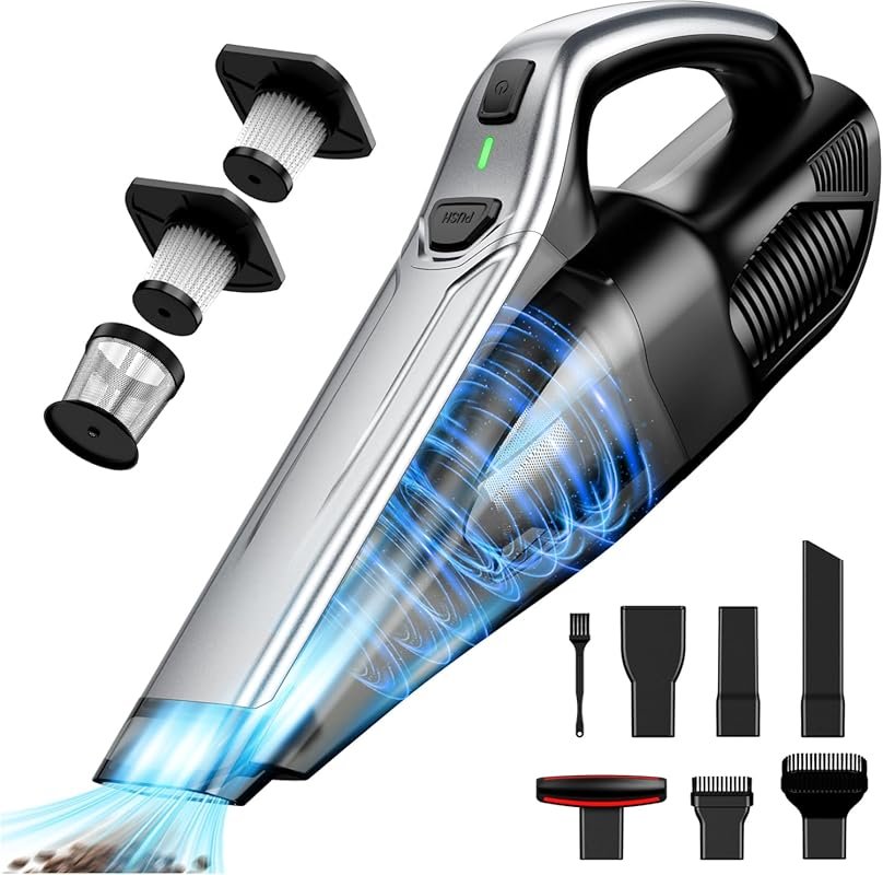 Car Handheld Cordless Vacuum with Powerful Suction, Type-C Charging, D