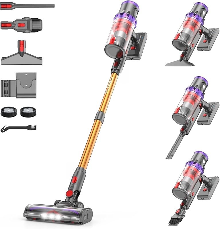 Coovy SU7 cordless vacuum: 580W, 50KPA suction, 80-minute runtime, tou