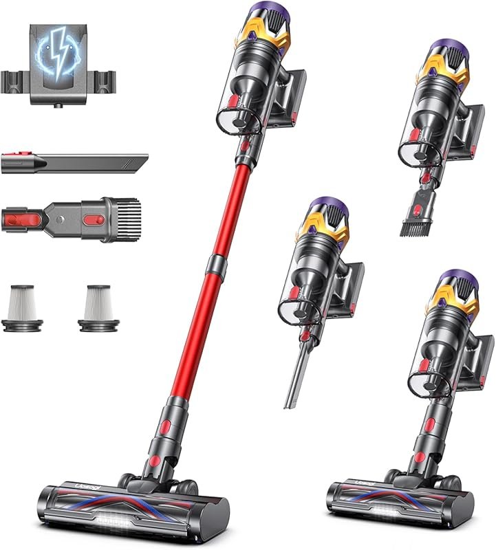 55KPA 650W Cordless Vacuum: Hurricane Mode, 70 Min Runtime, Self-Stand