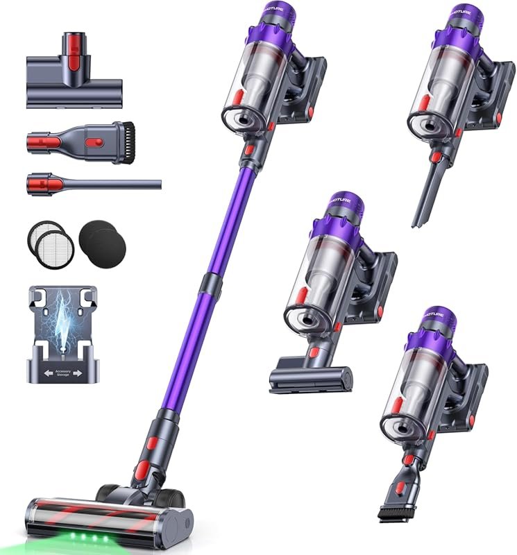 SMOTURE 650W Cordless Stick Vacuum with 55KPA Suction, 70-Minute Runti