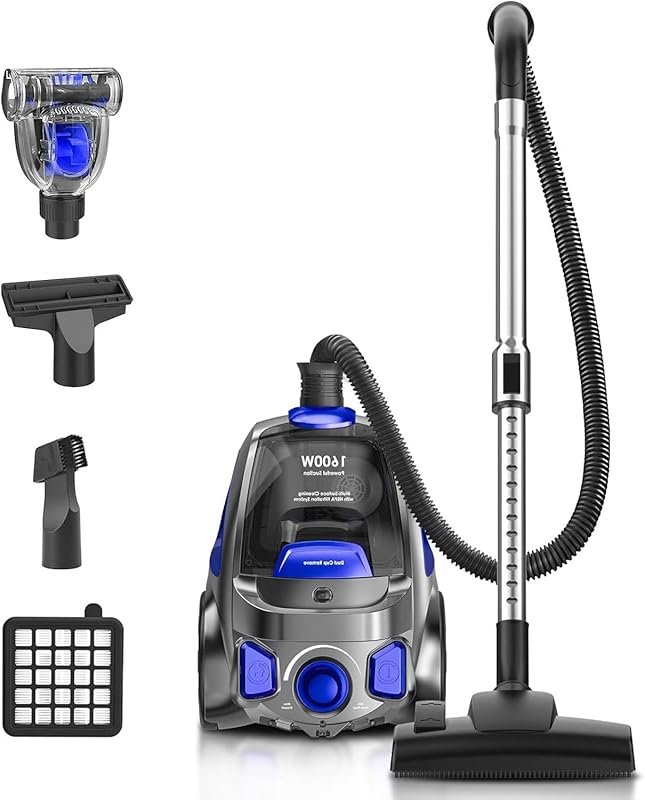 Cyclon Power Bagless Canister Vacuum: 40Kpa/1600W, 3.7QT Dust Cup, Lig