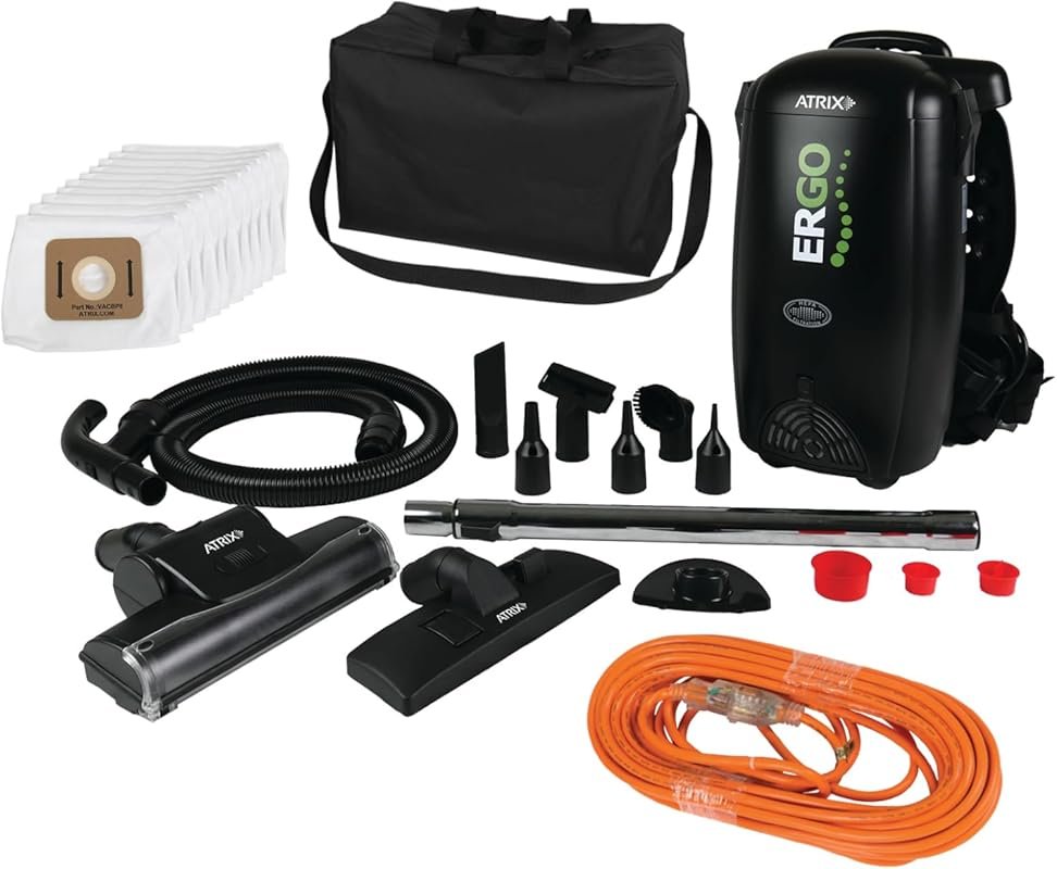 Atrix Ergo Backpack Vacuum VACBP1-PK Pro Clean Kit with 10 HEPA Filter