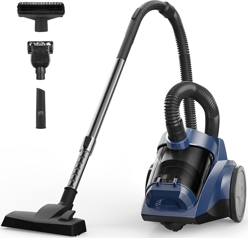 Bagless Canister Vacuum: 45KPa Suction, 4.5QT Dust Cup, HEPA Filter, 5