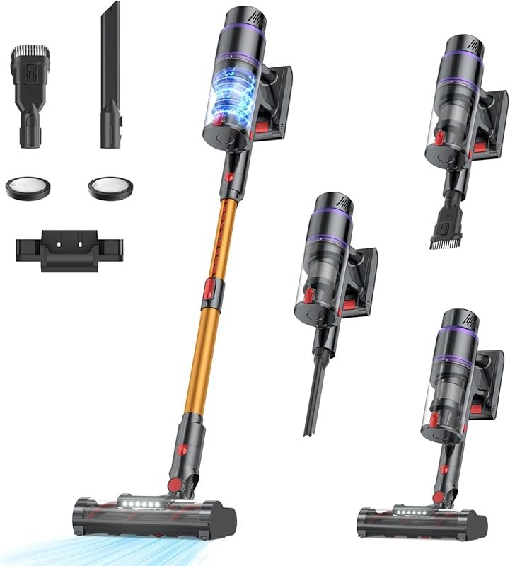 550W 50Kpa Cordless Stick Vacuum: 70min Runtime, Auto Mode, LED Displa
