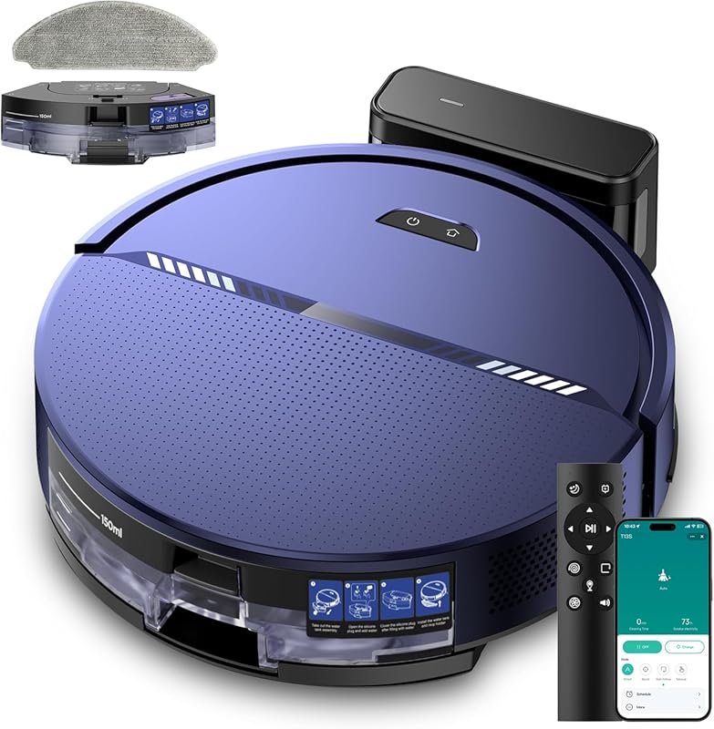 Robot Vacuum Mop: 8000Pa Suction, 2-in-1, Multi-Control, Self-Charging