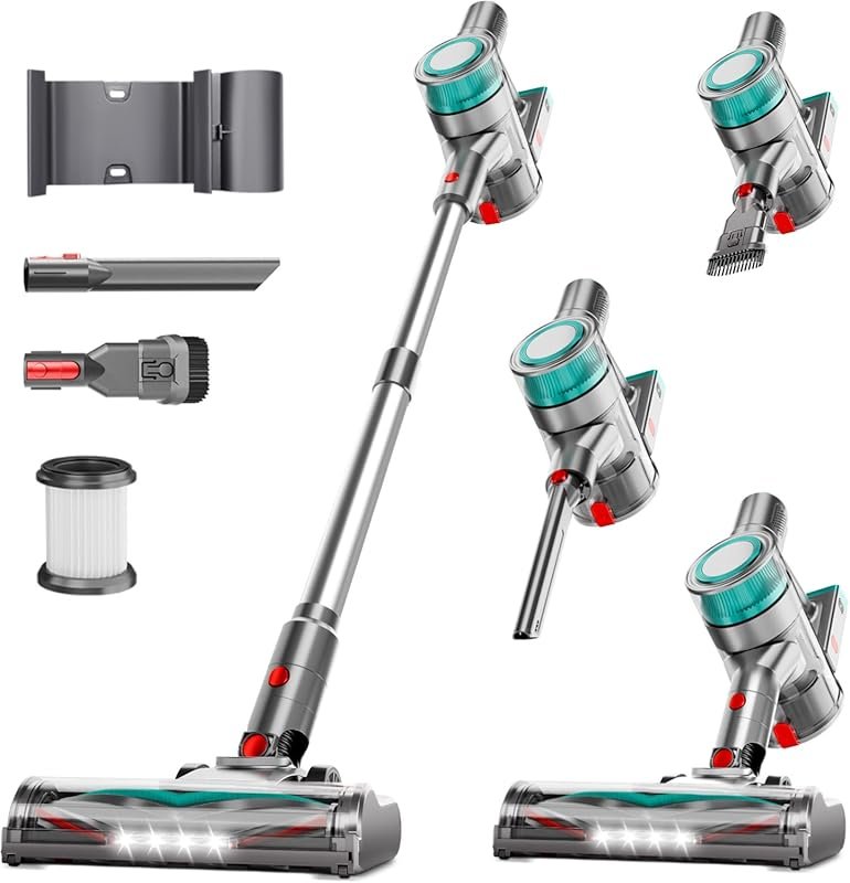 Cordless Stick Vacuum Cleaner with Rechargeable Battery, 6-in-1 Lightw