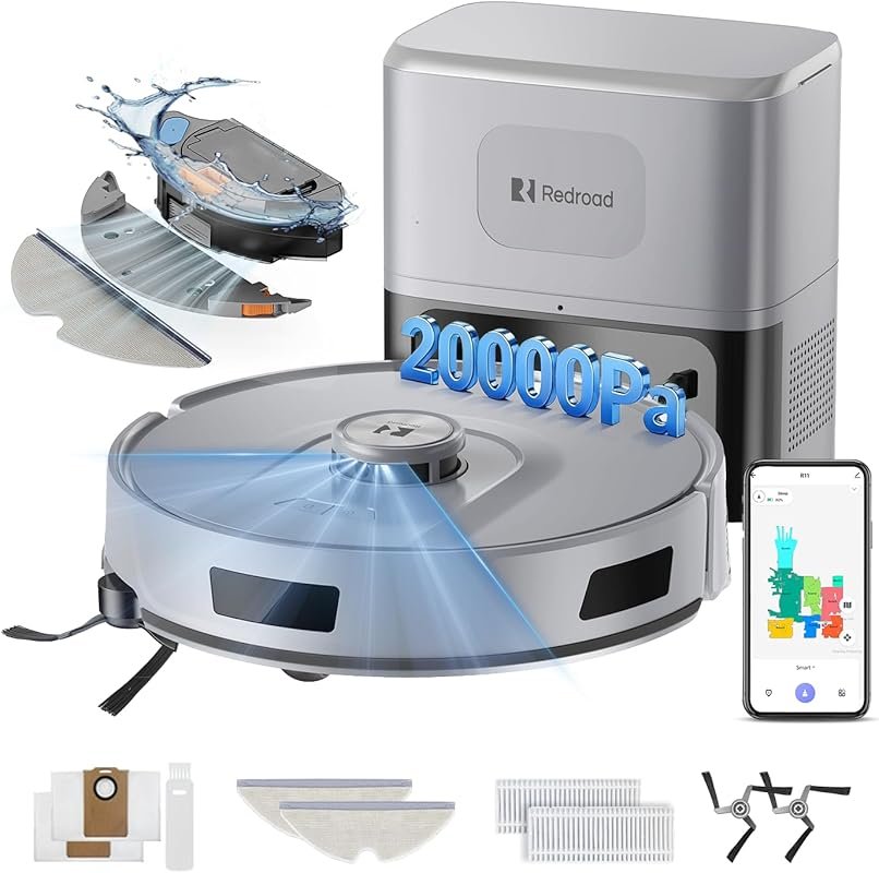 Redroad Robot Vacuum and Mop with 20,000Pa Suction, 120-Day Self-Empty