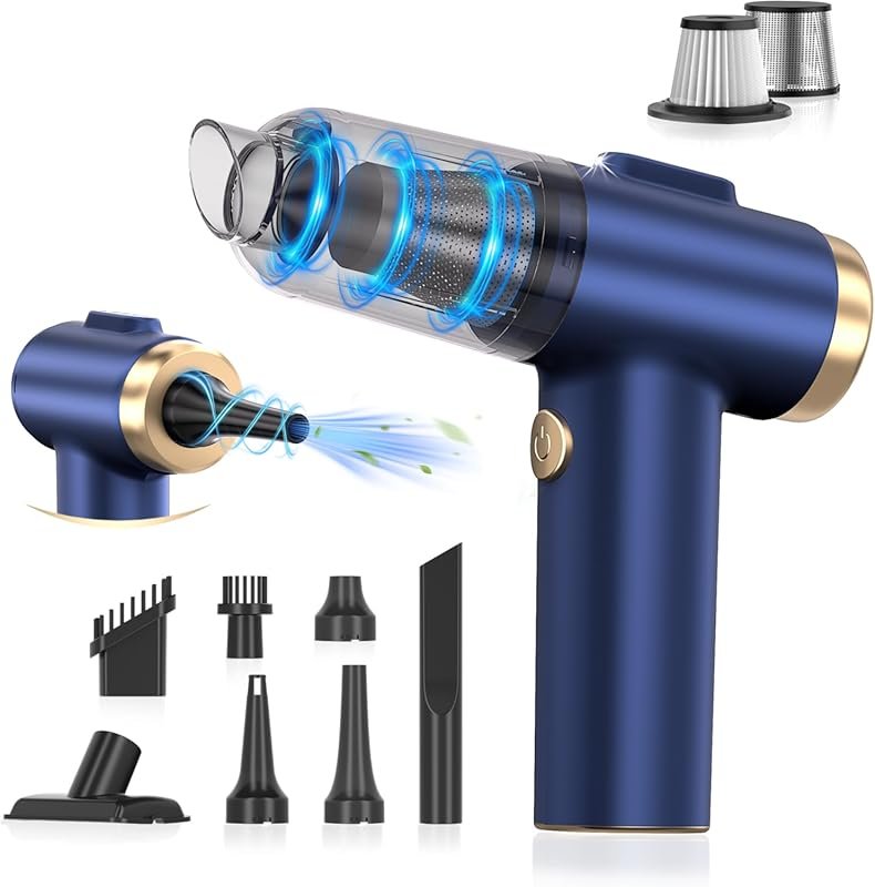 16000Pa 2-in-1 Handheld Car Vacuum and Air Duster with LED Light, Mult